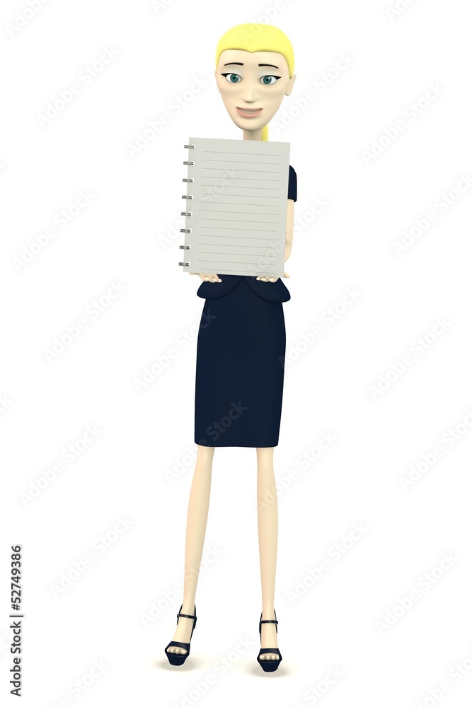3d render of cartoon character with notebook 3d render of cartoon character with notebook