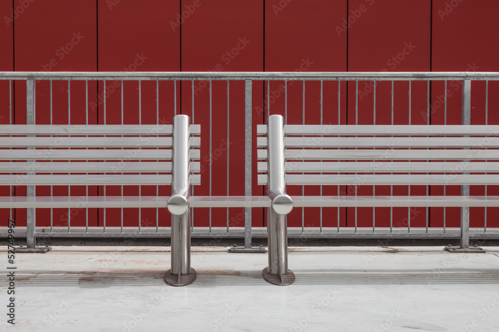 Architectural detail of a modern bench Architectural detail of a modern bench