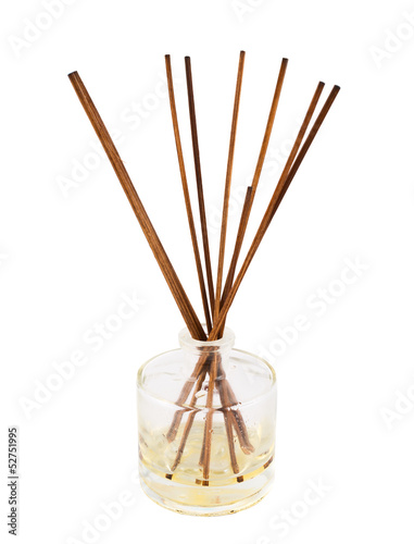Aroma sticks in a glass flask isolated