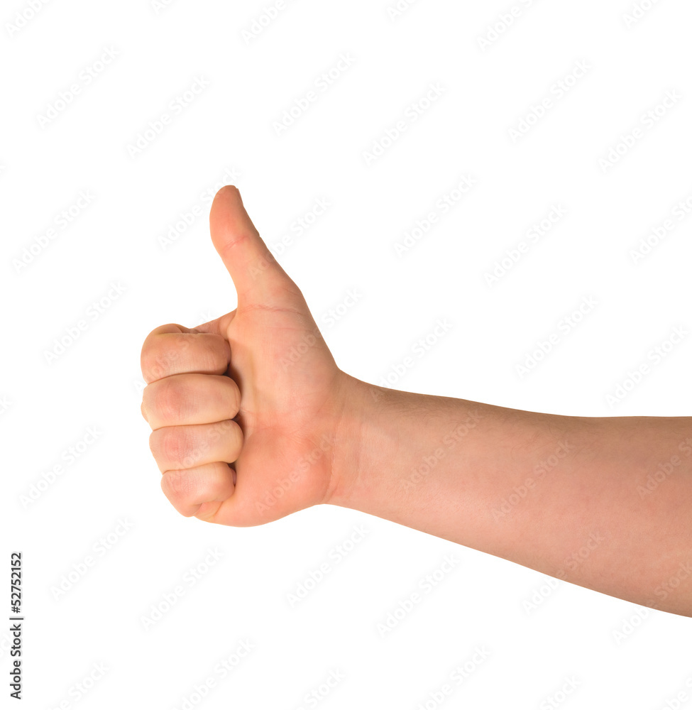 Thumbs up hand gesture isolated