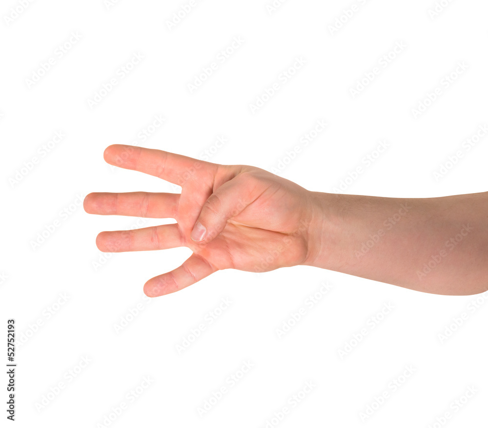 Four finger hand gesture sign isolated Four finger hand gesture sign isolated