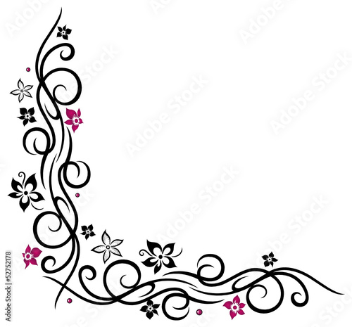 Ranke, floral, Blumen, Blüten, Tattoo Style