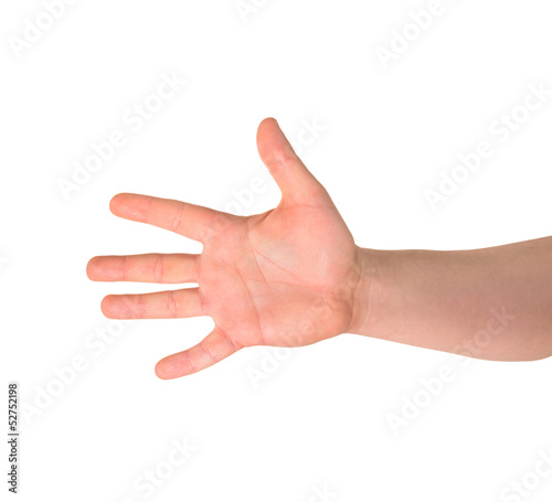 Five finger hand gesture sign isolated