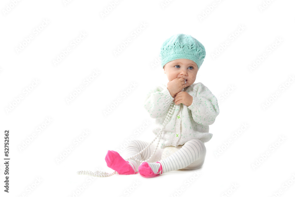 baby girl with pearl necklace baby girl with pearl necklace