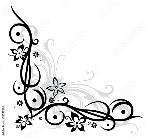 Ranke, floral, Blumen, Blüten, Tattoo Style