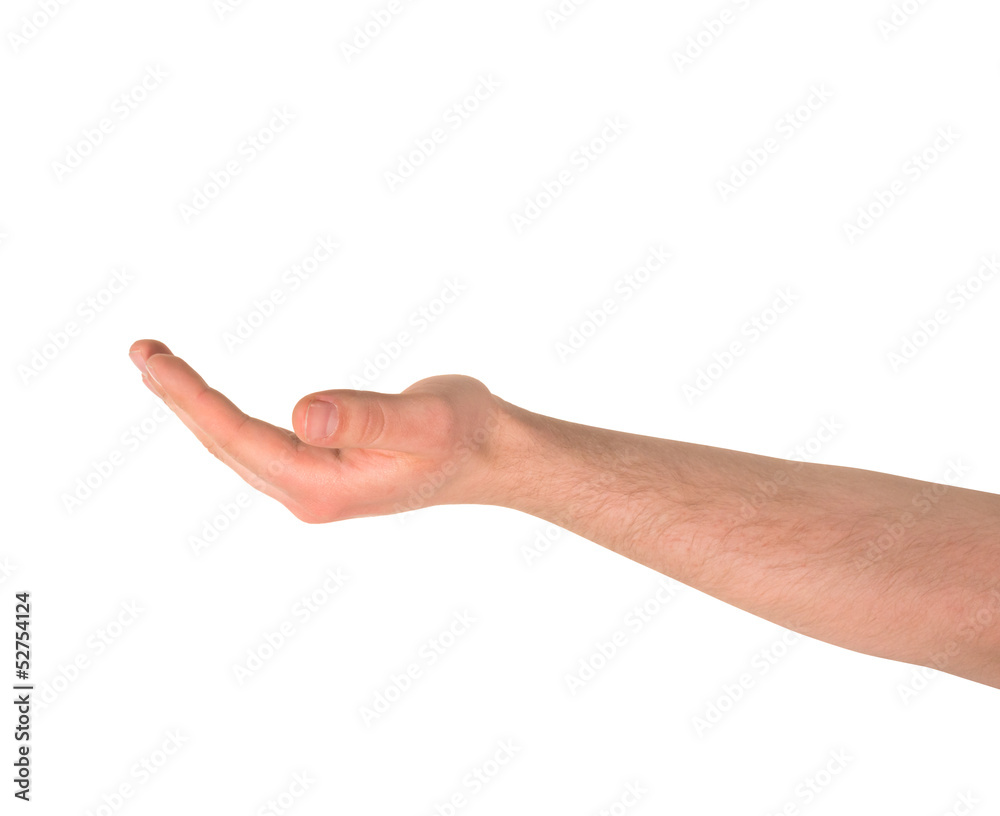 Outstretched open palm gesture isolated Outstretched open palm gesture isolated