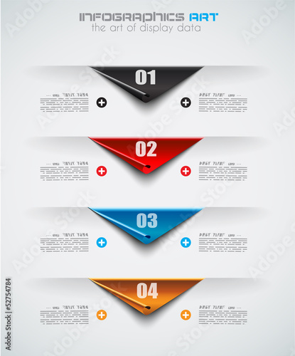 Infographic design template with paper tags.