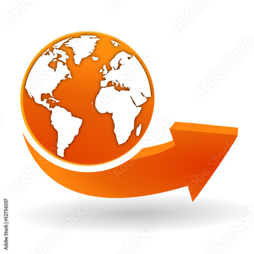 la terre sur bouton web orange