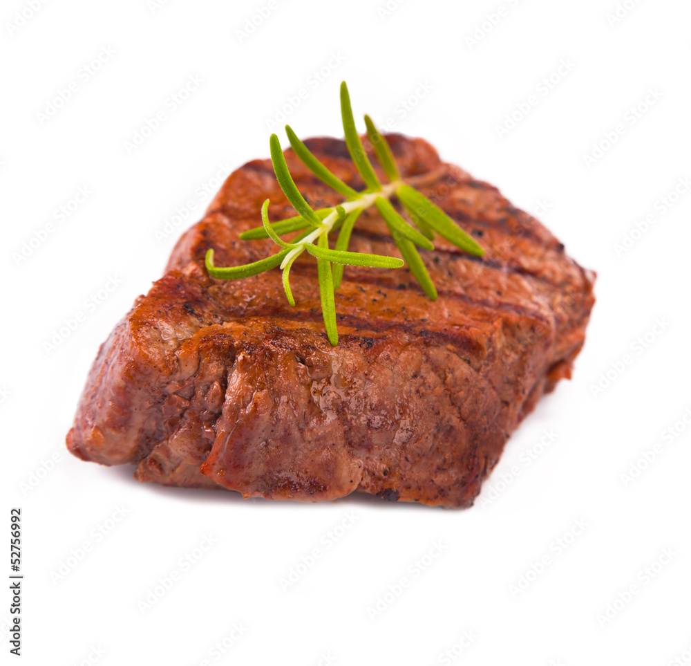 Grilled steak isolated on white background Grilled steak isolated on white background