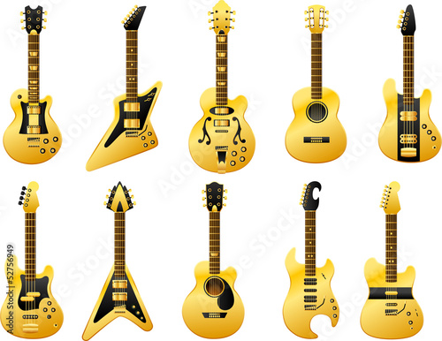 Fototapeta Vector golden guitars set