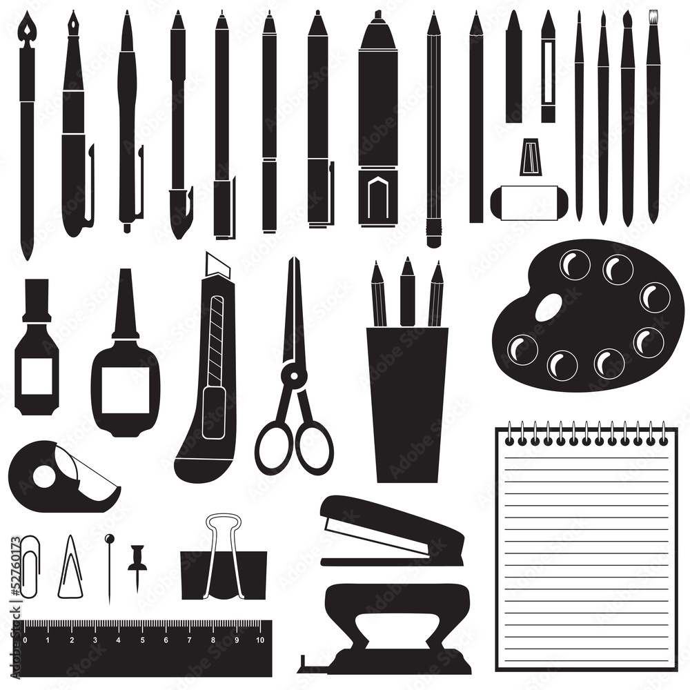 Fototapeta premium Silhouette of stationery