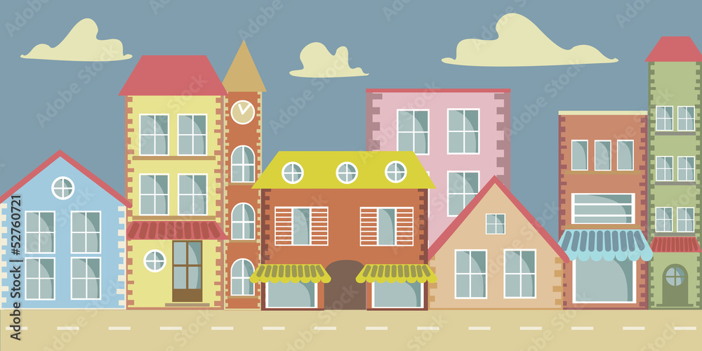 Vector cartoon town Vector cartoon town
