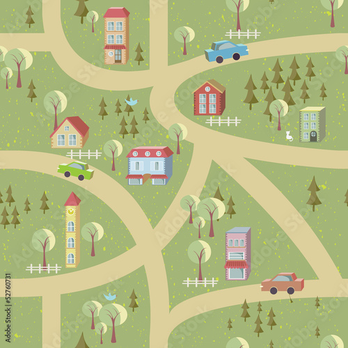 Cartoon map seamless pattern