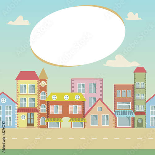 Banner with small town.