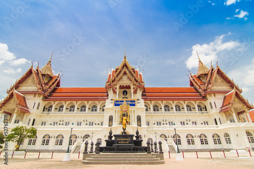 Thai temple at Nonthaburi in Thailand with blue sky