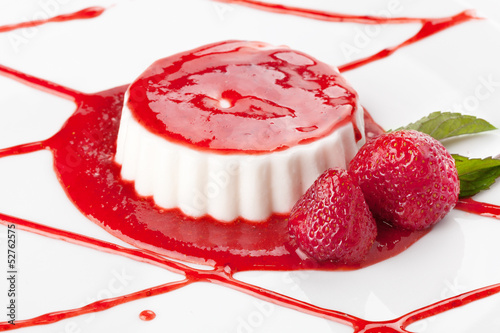Panna cotta with strawberries photo