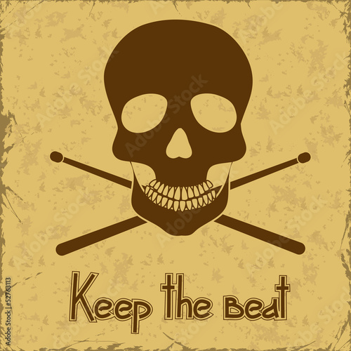 Poster with skull and drumsticks