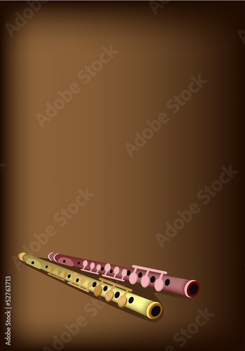 A Musical Flute on Dark Brown Background