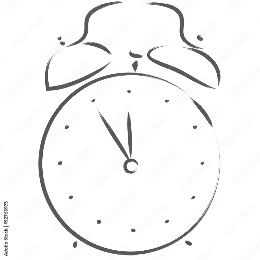 Uhr - Alter Wecker mit Uhrzeit und Anzeige - Fünf vor Zwölf. Die Zeit rennt  und die Minuten rennen. Termindruck und Zeitmangel. Stress und burnout,  Zunahme pychischer Erkrankungen Stock-Vektorgrafik | Adobe Stock