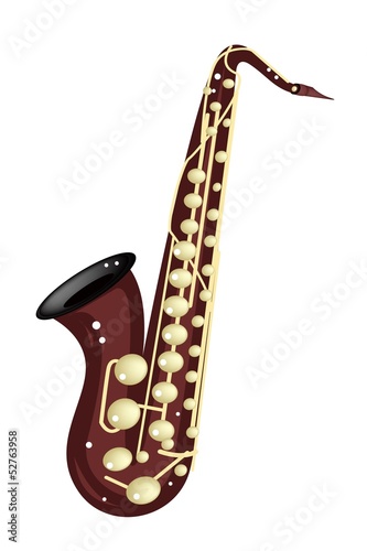 A Musical Tenor Saxophone Isolated on White Background