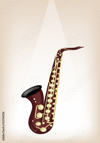 A Musical Alto Saxophone on Brown Stage Background