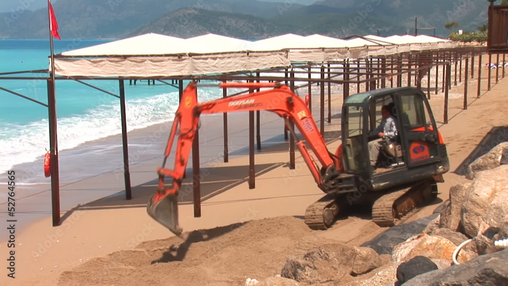 custom made wallpaper toronto digitaltracked excavator digging sand on the beach