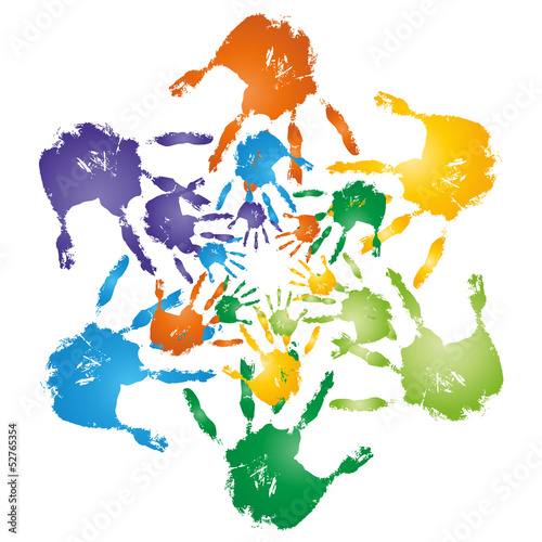 Conceptual hand print circle