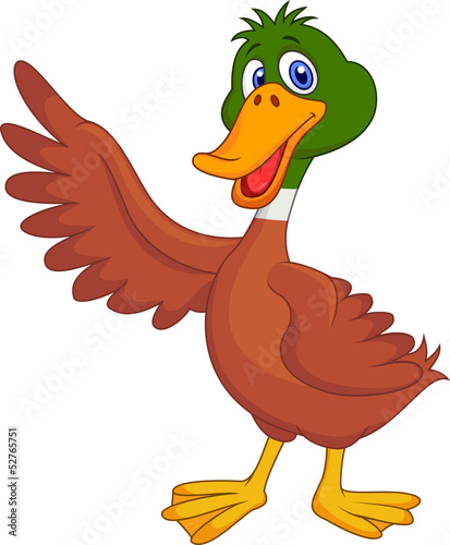 Cute duck cartoon waving