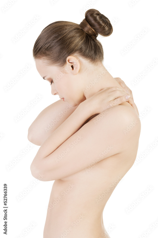 Obraz premium Young woman with pain in her back.