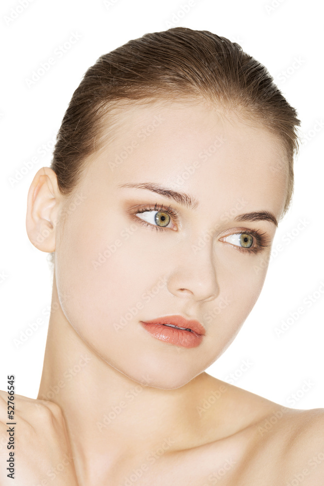 Beautiful woman's face with fresh clean skin Beautiful woman's face with fresh clean skin