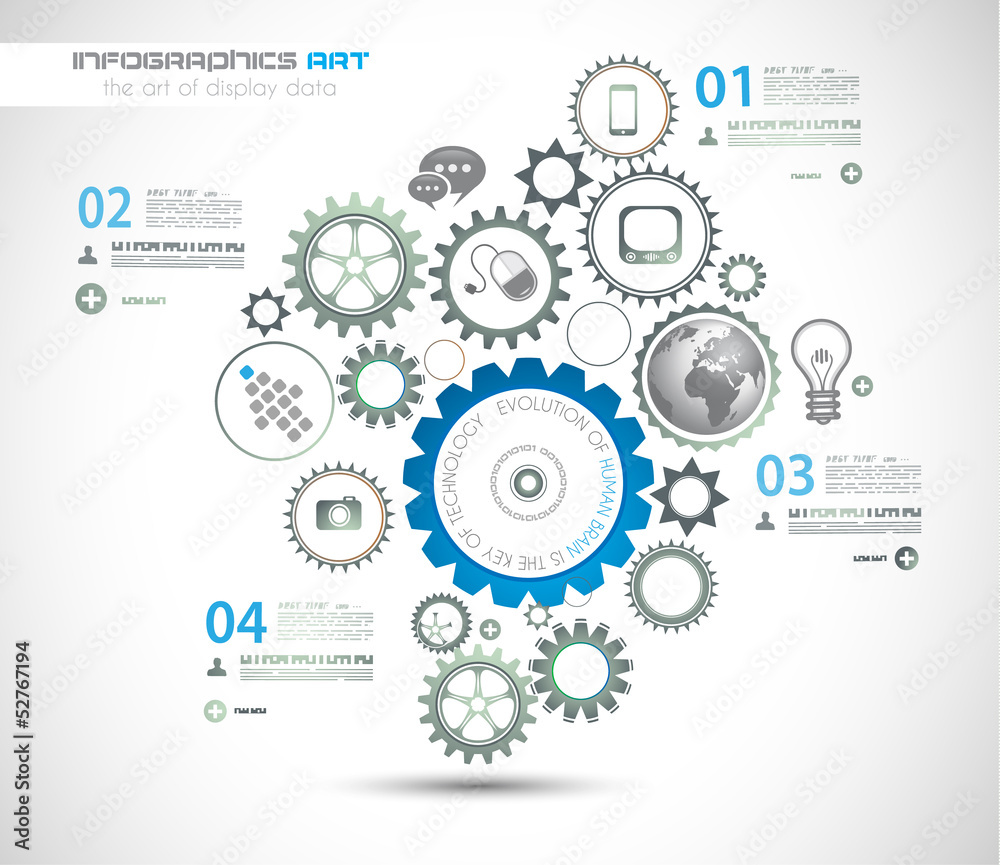Infographic design template with gear chain