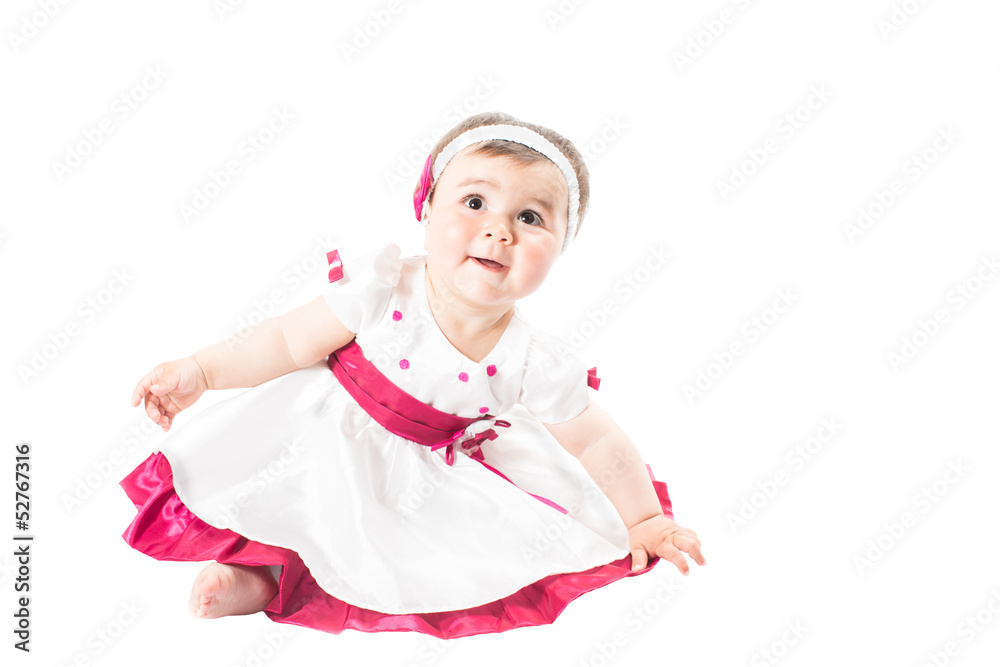 Adorable little baby girl  playing in the studio