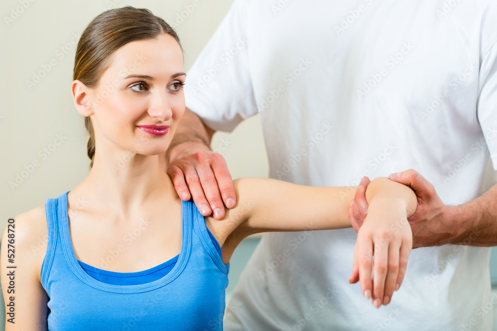 Patient at the physiotherapy doing physical therapy Patient at the physiotherapy doing physical therapy