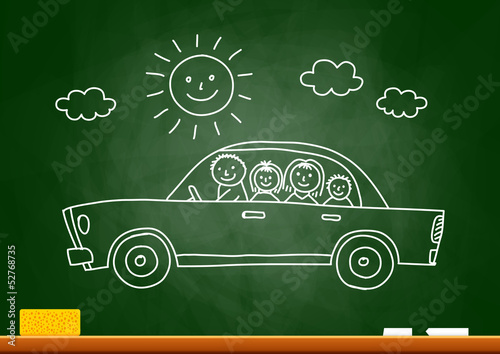 Car drawing on blackboard