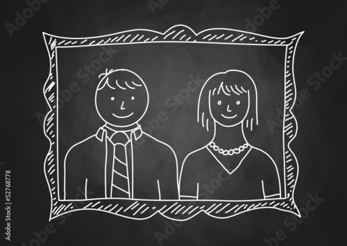 Parents portrait on blackboard