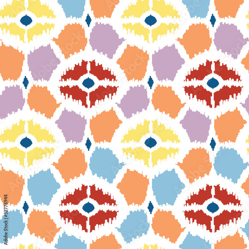 Colorful diamonds ikat geometric seamless pattern background