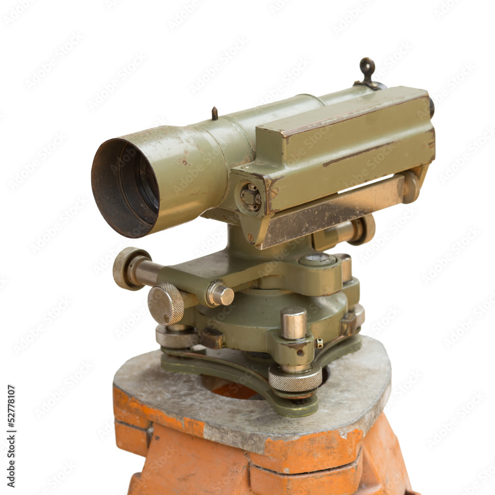 Construction equipment theodolite level tool isolated on white Construction equipment theodolite level tool isolated on white