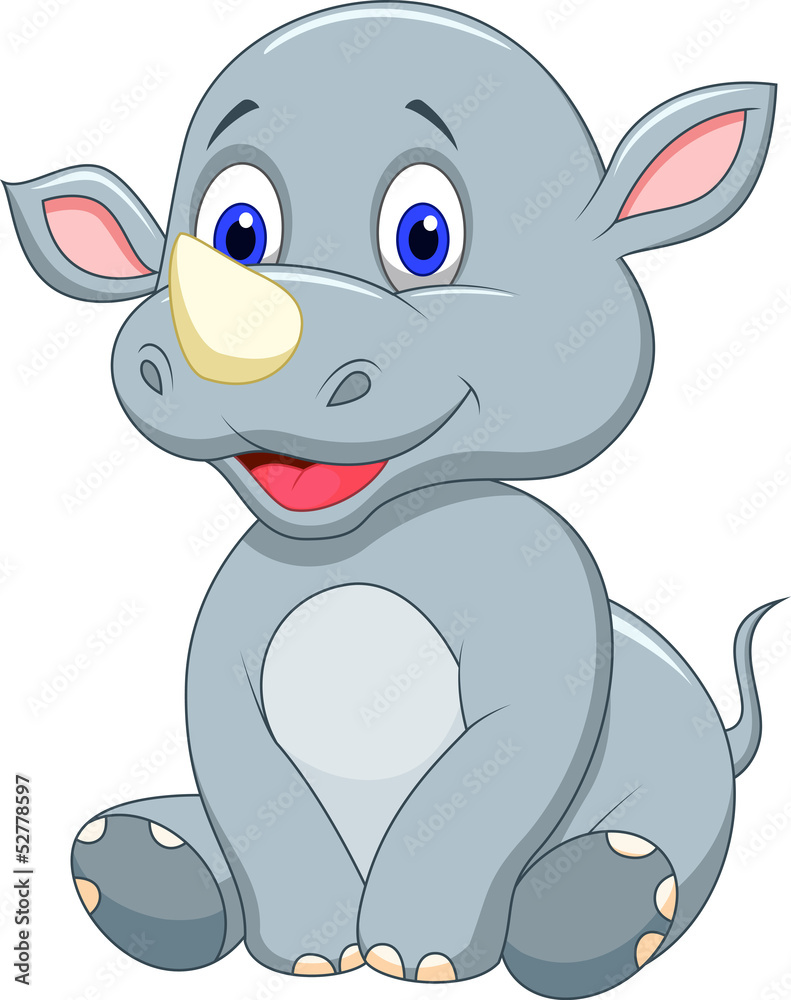 Fototapeta premium Cute baby rhino cartoon