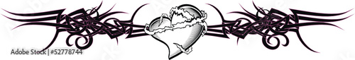 tribal heart tattoo tshirt in vector format