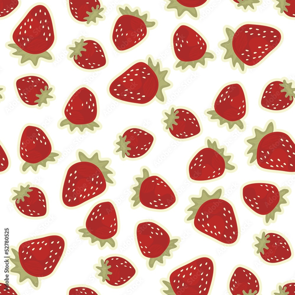 Obraz premium czerwone truskawki nieskończony owocowy deseń na białym tle