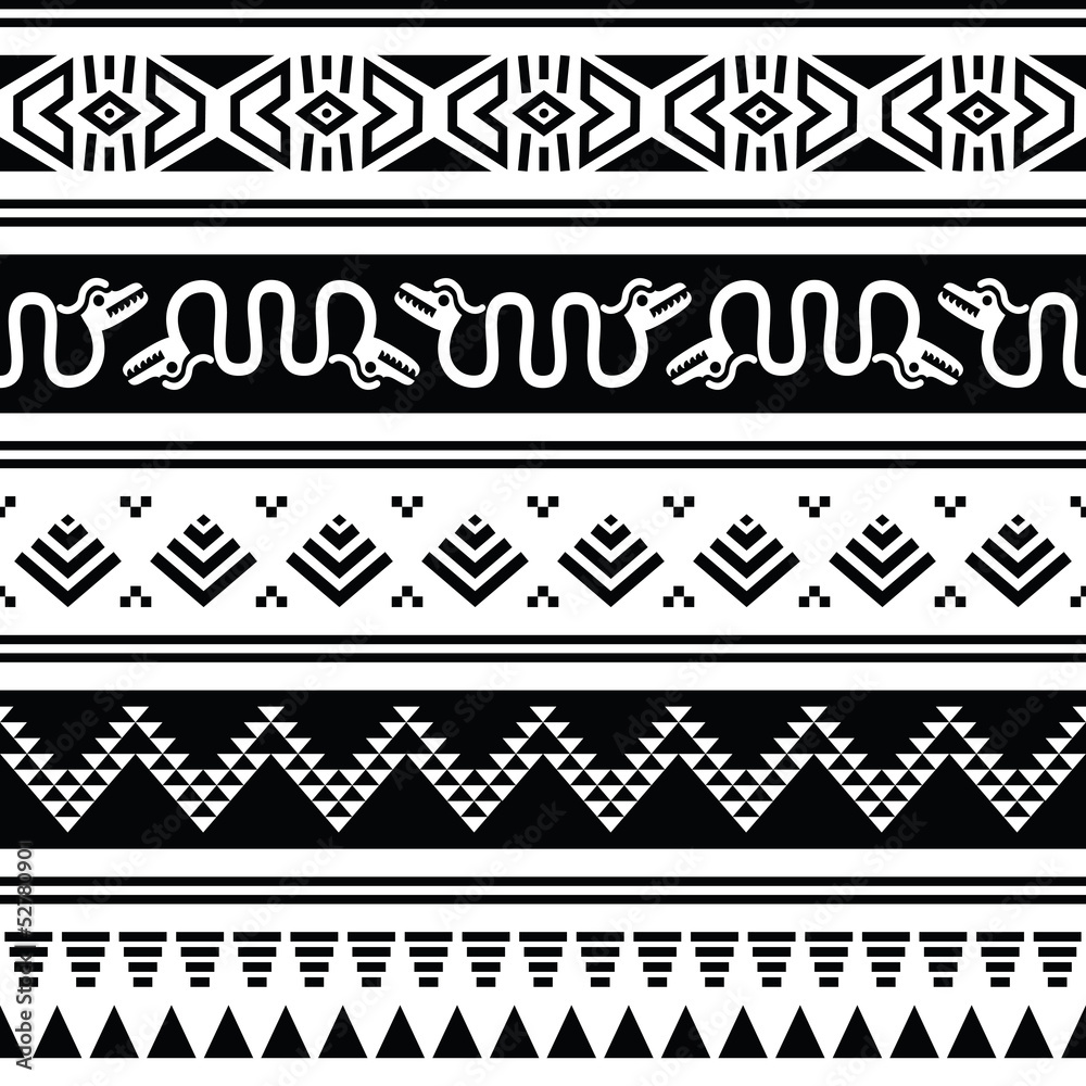 Aztec tribal seamless pattern with animals Aztec tribal seamless pattern with animals