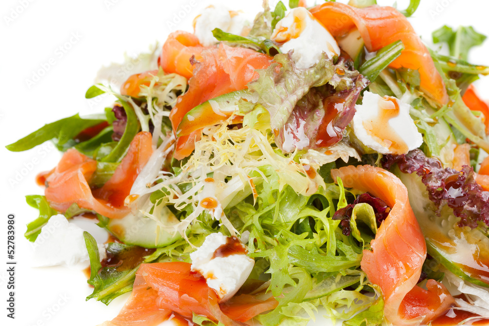 Salad with vegetables,fish and cheese. Salad with vegetables,fish and cheese.