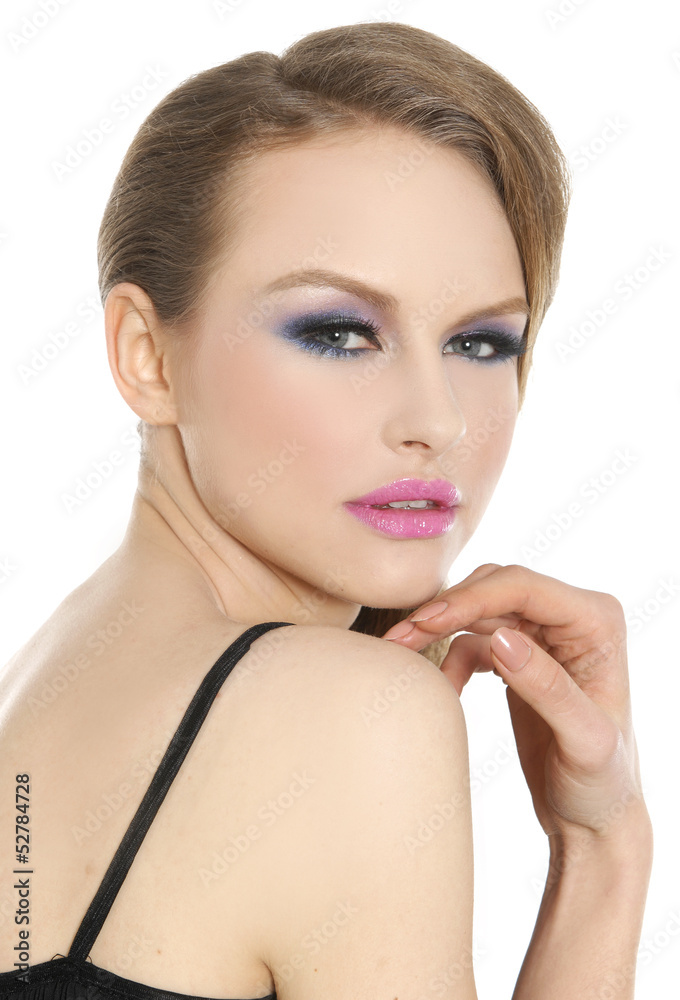portrait of fashion girl with bright make-close up portrait of fashion girl with bright make-close up