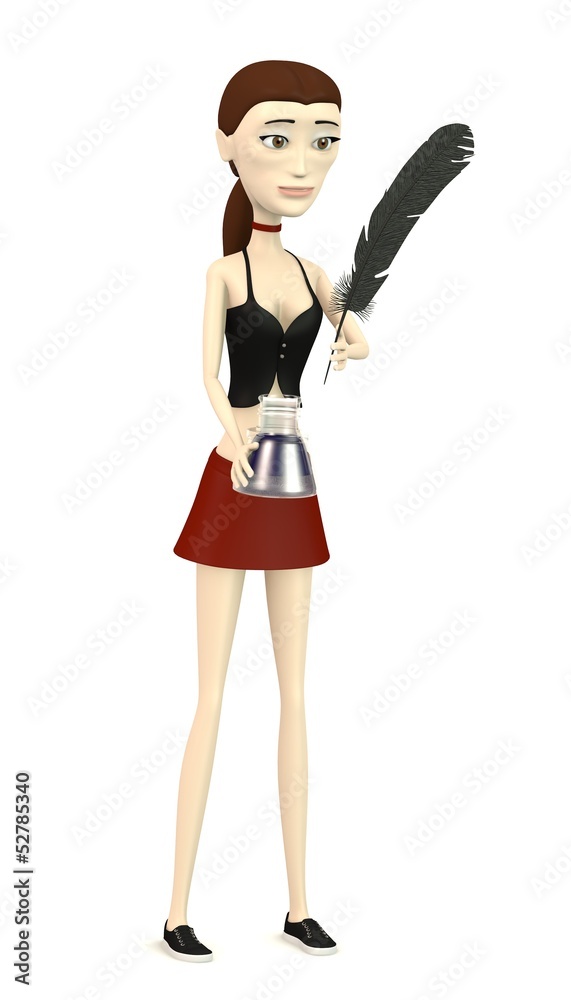 3d render of cartoon character with quill 3d render of cartoon character with quill