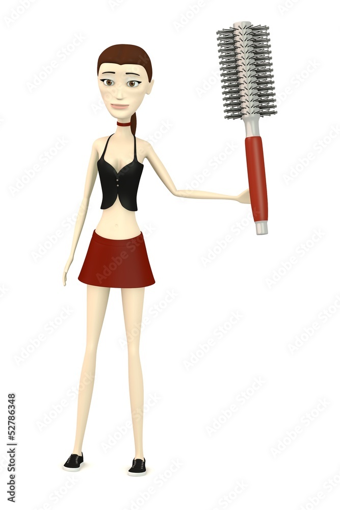 3d render of cartoon character with hairbrush 3d render of cartoon character with hairbrush