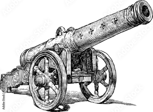 Print op canvas medieval cannon