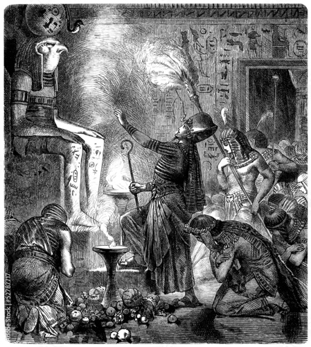 Pharaoh : praying god Horus - Religious Ceremony