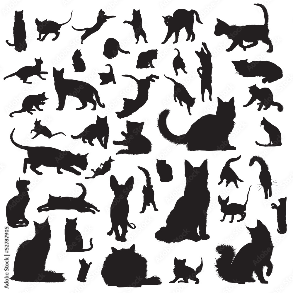 Collection of cat silhouettes