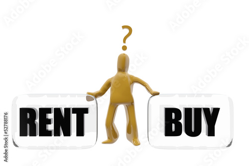 Character deciding whether to buy or rent