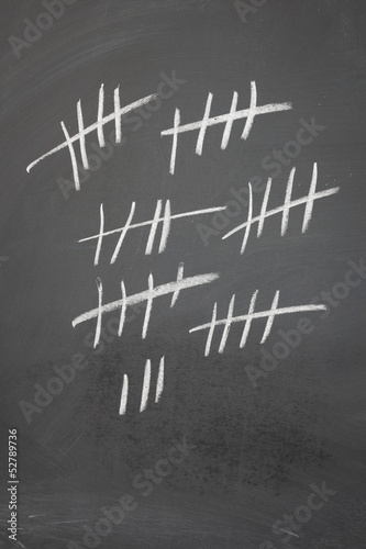 Counting on a blackboard with five bar gates.